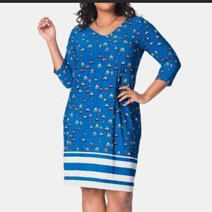 Leota Nouveau Sheath in Ahoy Nautical‎ Dress NWT size 1L (16/18W)